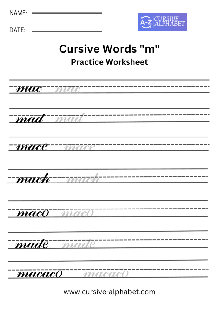 Printable Cursive Alphabet Worksheets Infoupdate