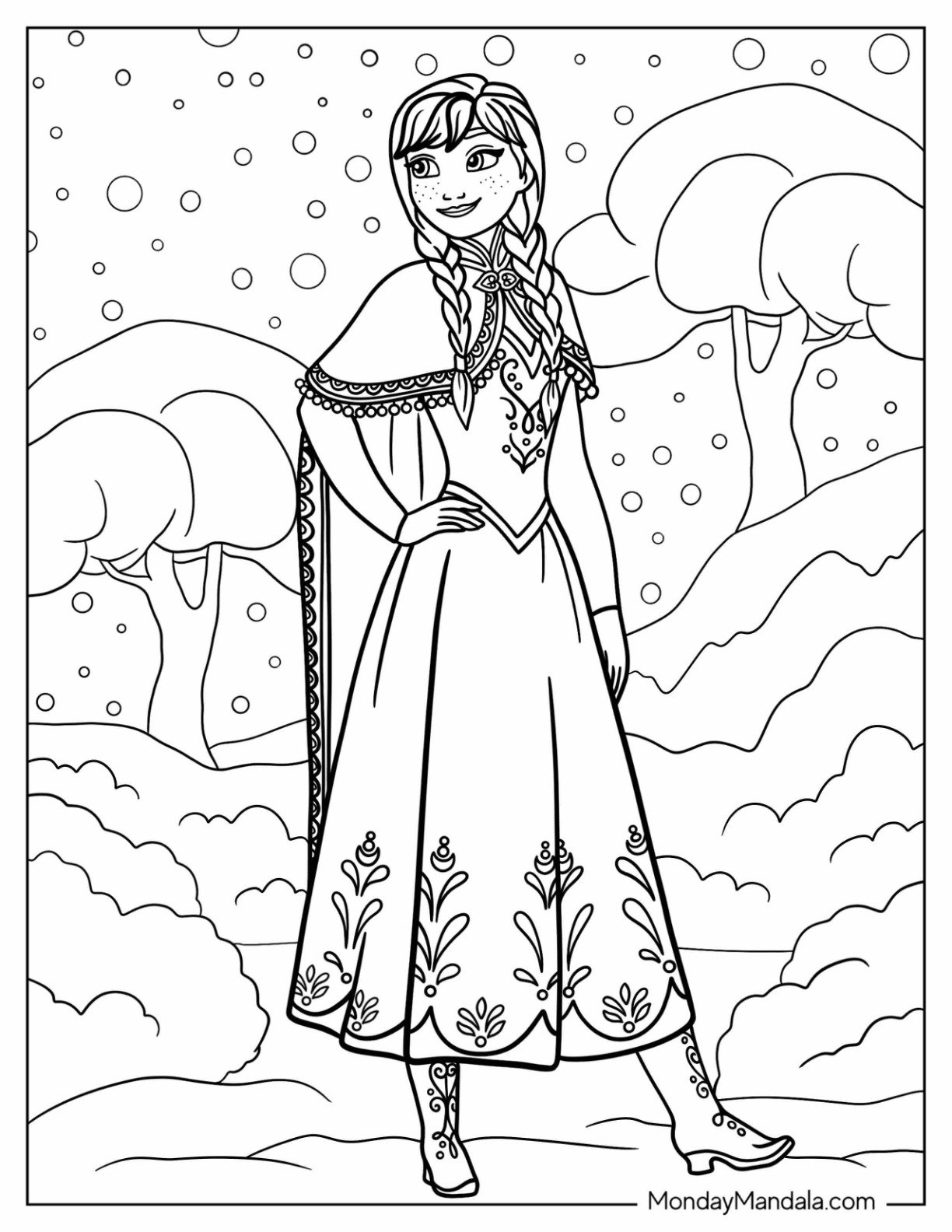 Printable Frozen Anna Coloring Pages 2025 