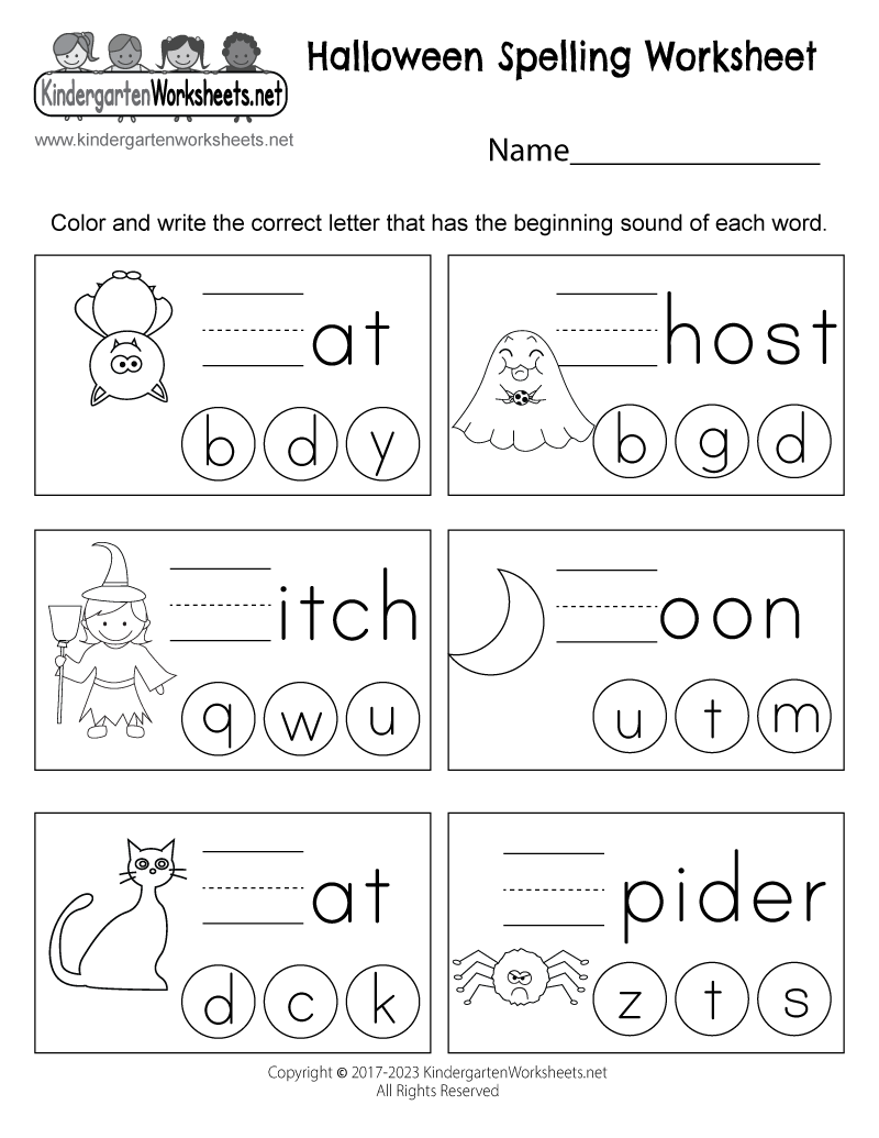 Printable Halloween Worksheets For Kindergarten Preschool Coloring 