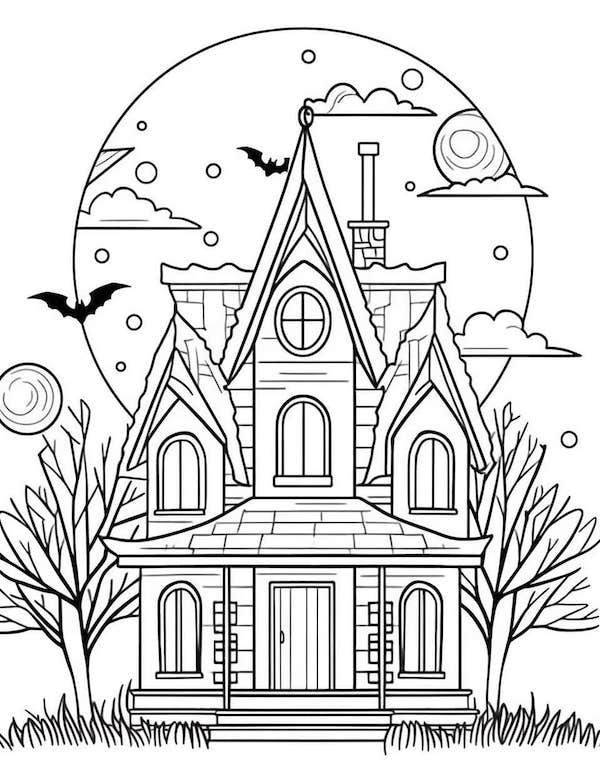 Printable Haunted House Coloring Pages 2025 