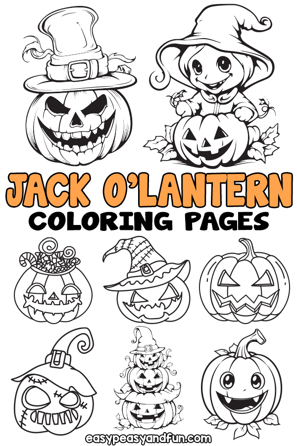Printable Jack O 39 Lantern Coloring Pages 30 Sheets Easy Peasy And Fun