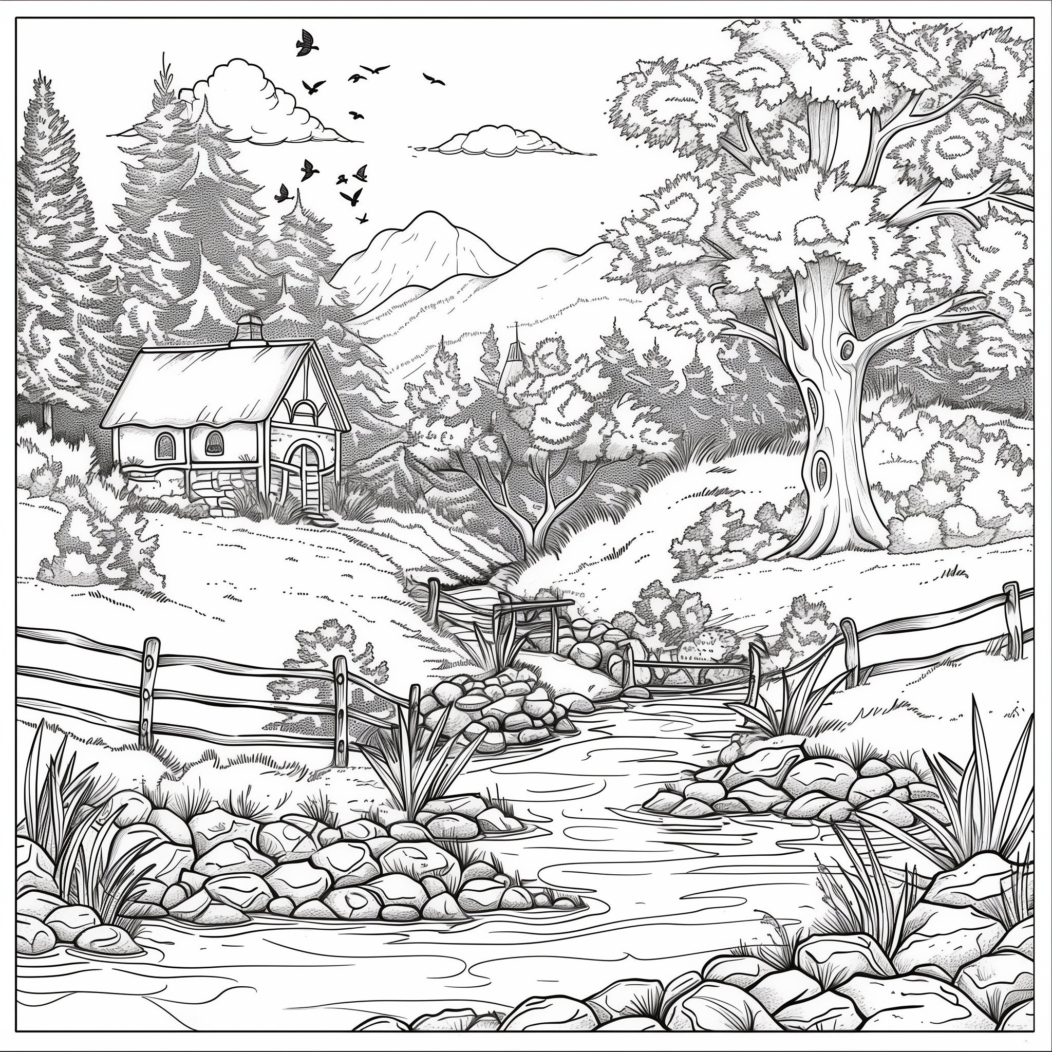 Printable Landscape Coloring Pages Etsy