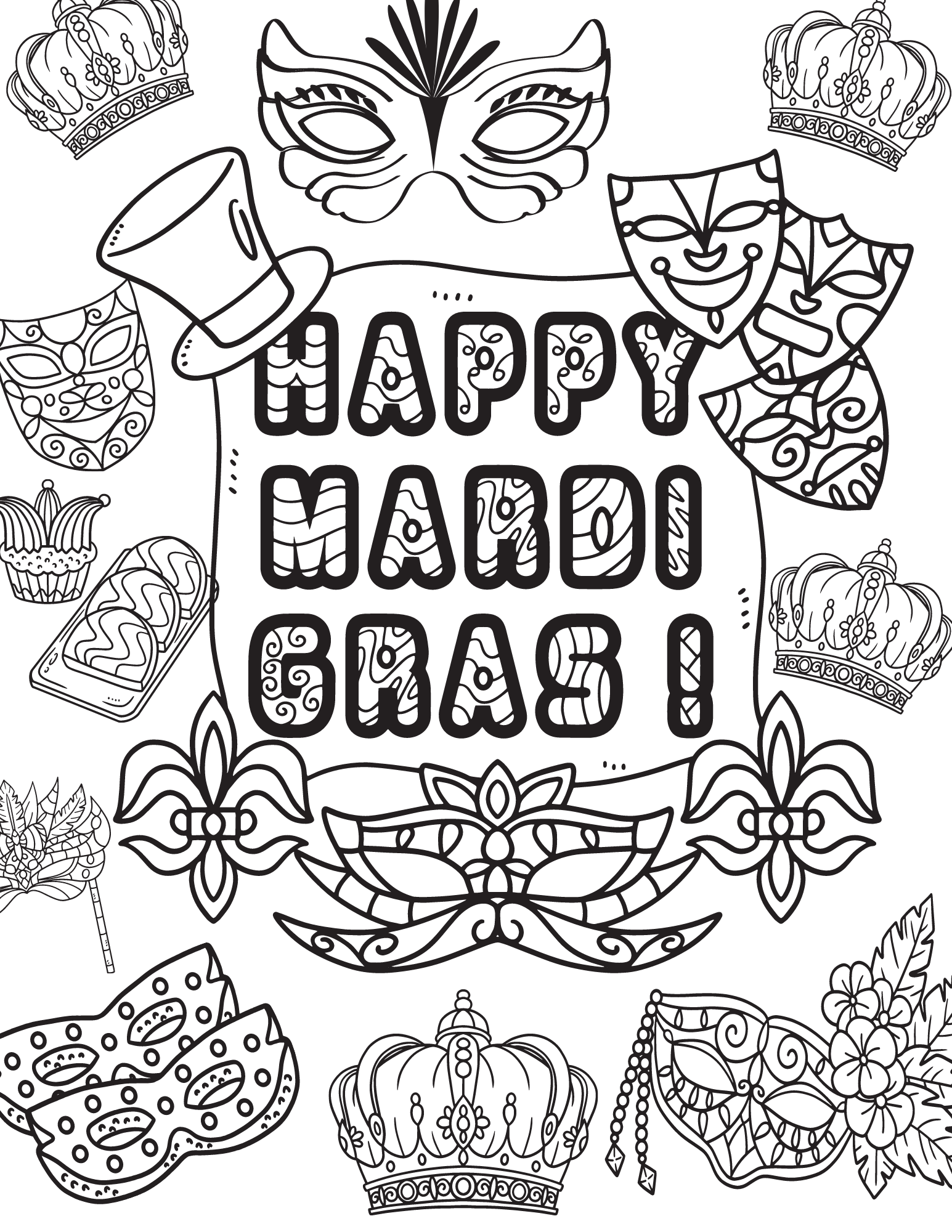 Printable Mardi Gras Coloring Pages