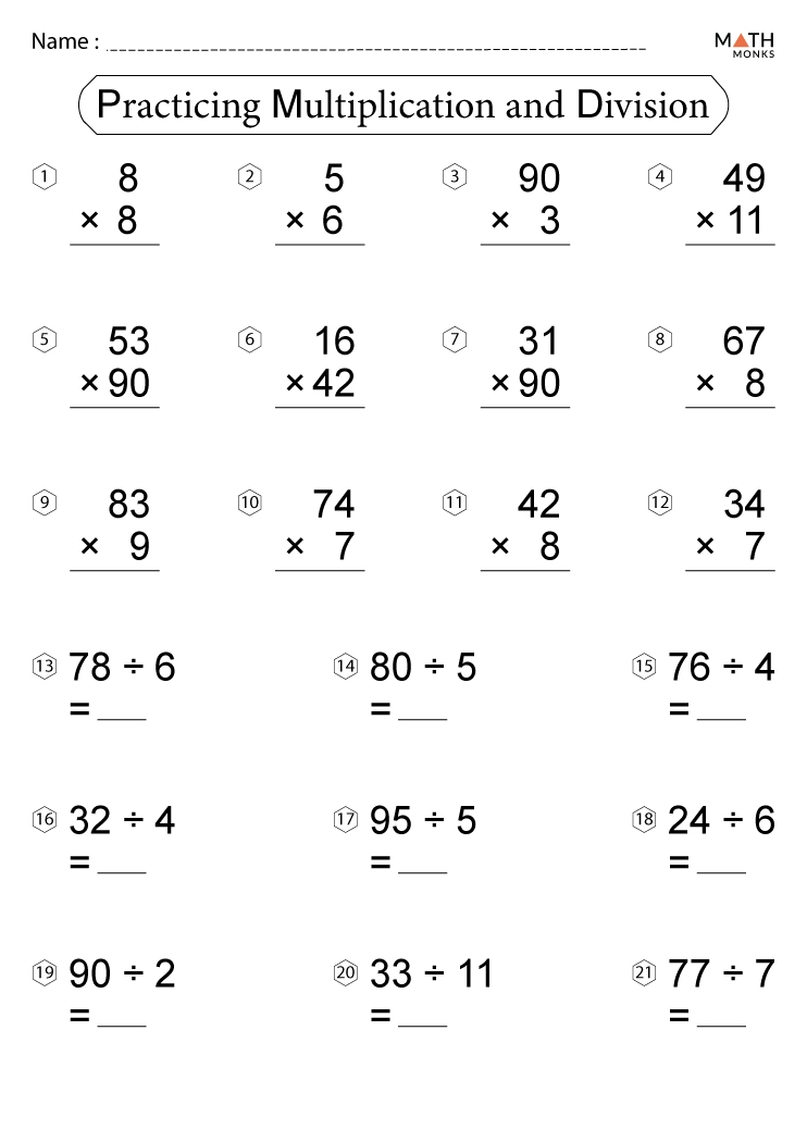 multiplication and division worksheet