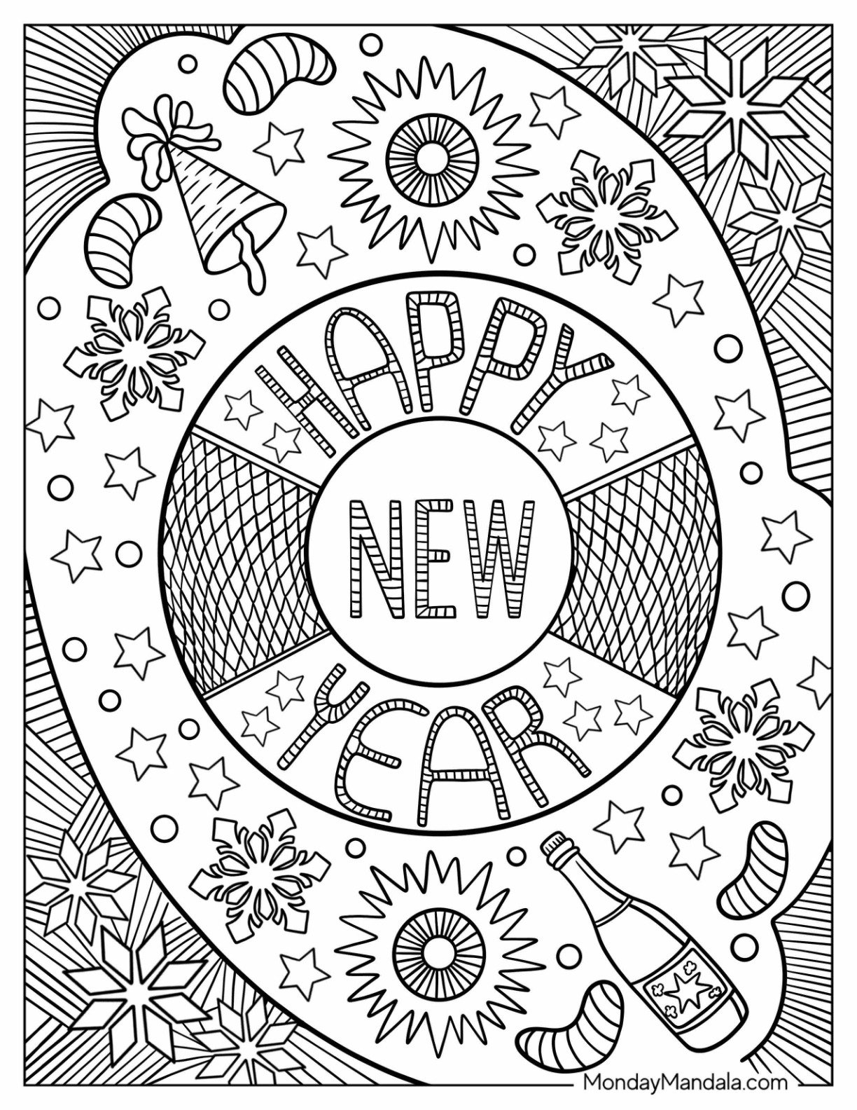 Printable New Years Day Coloring Pages 2025 