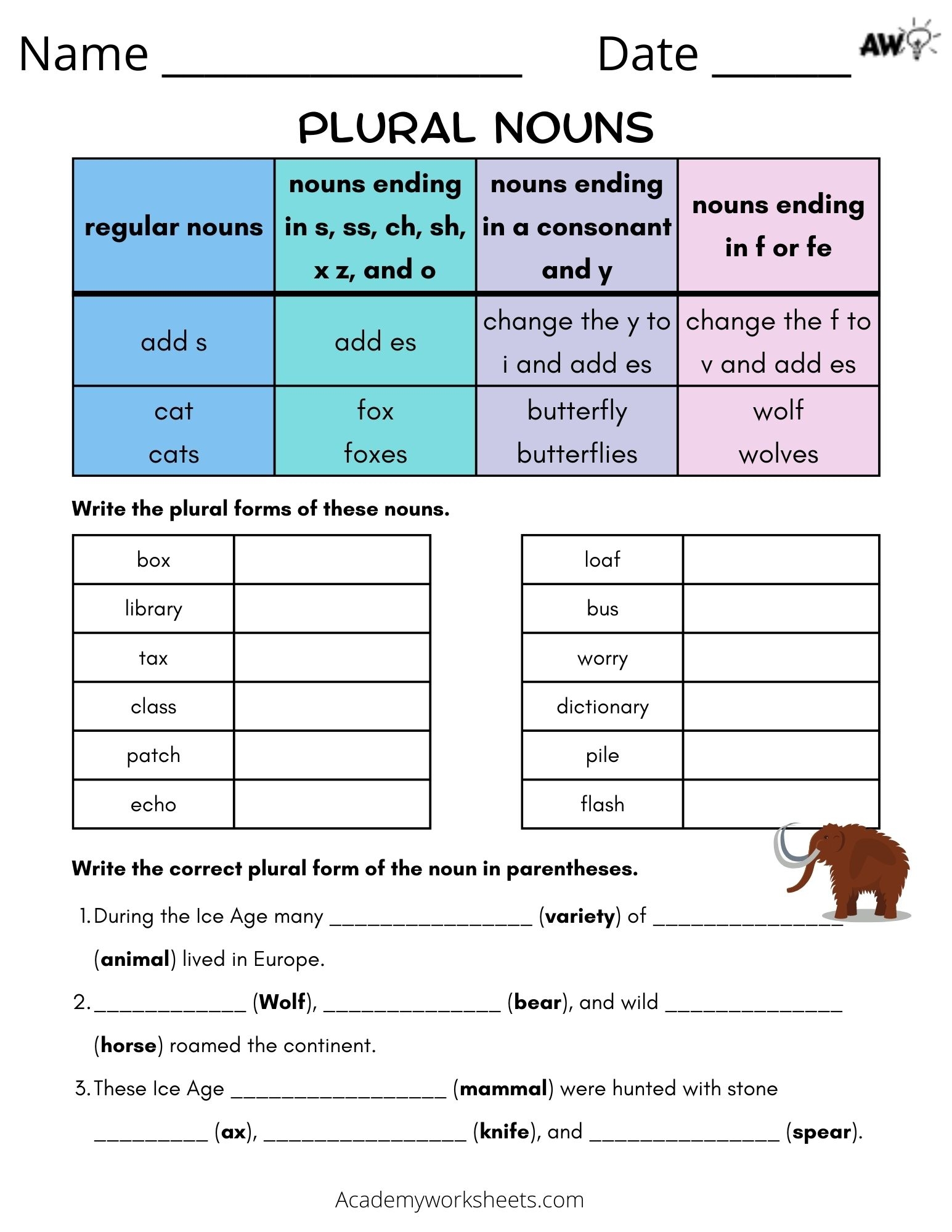 Printable Plural Nouns Worksheets For Kids Tree Valley Academy Printable Plural Nouns Worksheets For Kids Tree Valley Academy