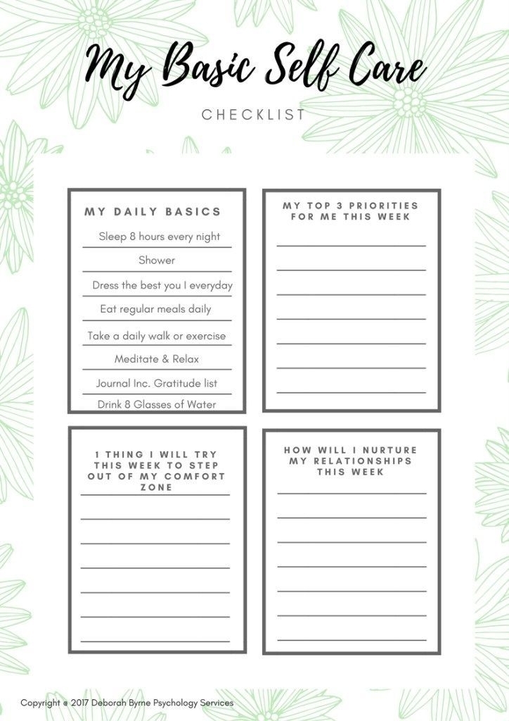 self care worksheets self care worksheets