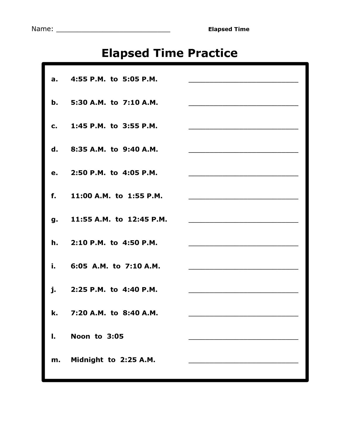 elapsed time worksheets elapsed time worksheets