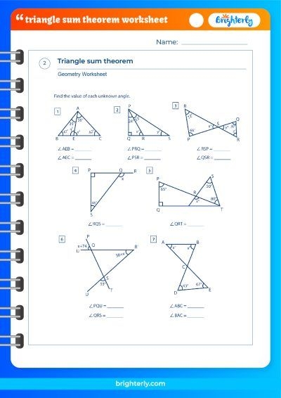 Printable Triangle Sum Theorem Worksheets PDFs Brighterly Printable Triangle Sum Theorem Worksheets PDFs Brighterly
