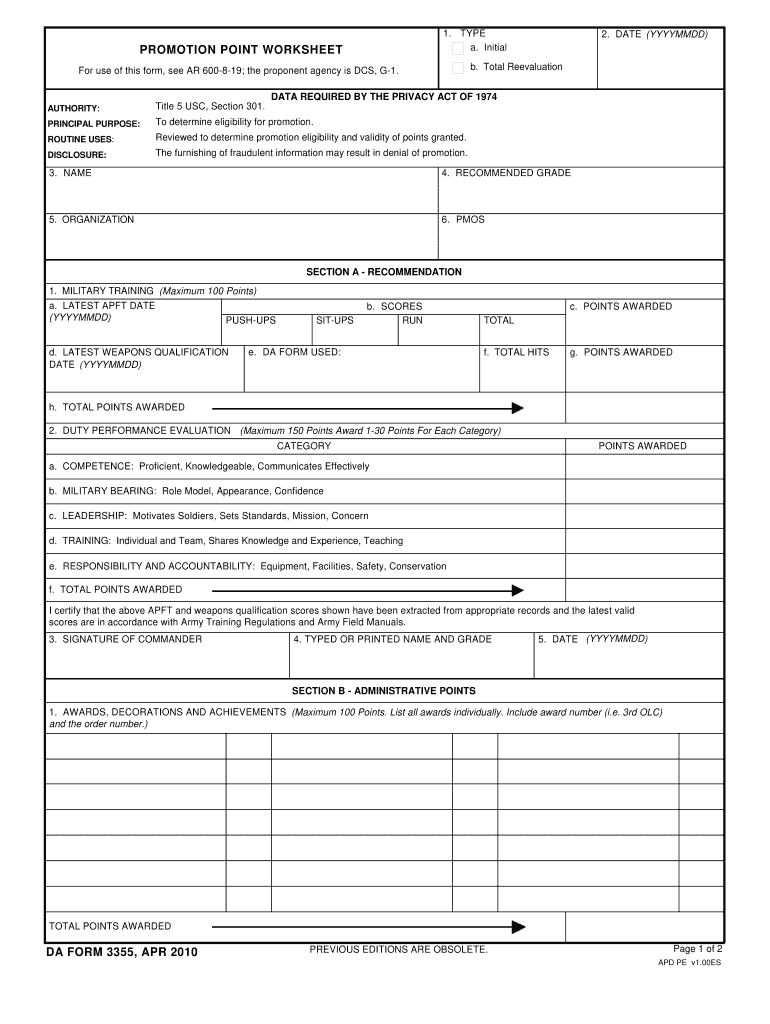 army promotion point worksheet army promotion point worksheet