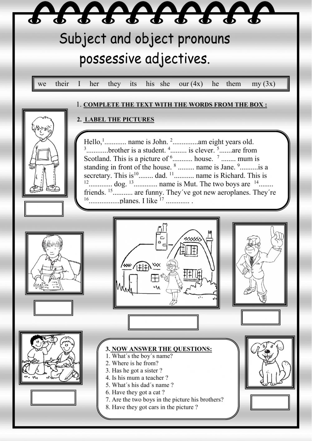 Pronouns And Possessive Adjectives Worksheet Adjectiveworksheets Pronouns And Possessive Adjectives Worksheet Adjectiveworksheets