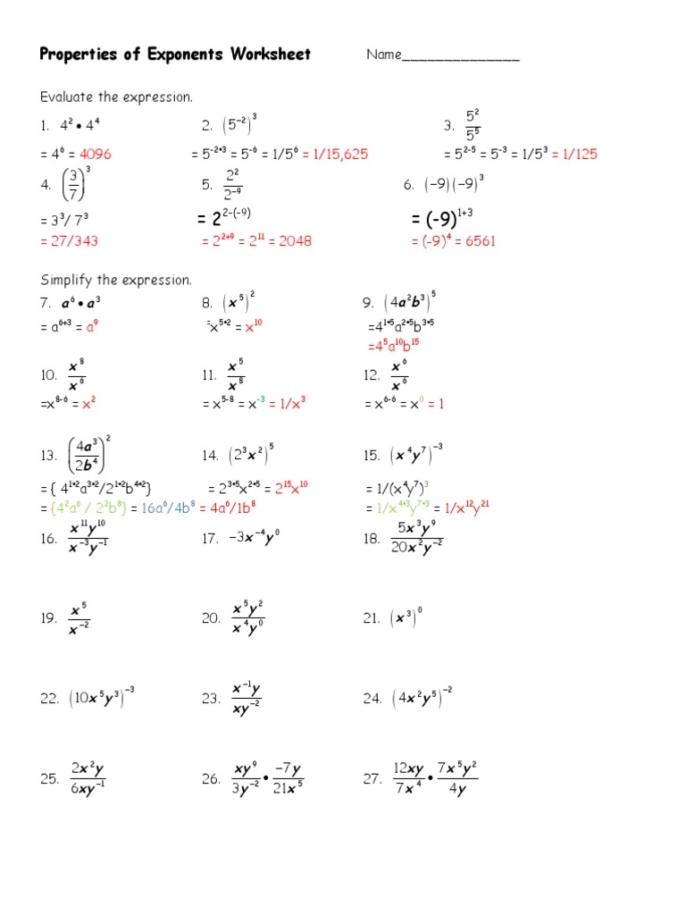 Properties Of Exponents Worksheet 4 A 2 B 1 x Y Download Properties Of Exponents Worksheet 4 A 2 B 1 x Y Download