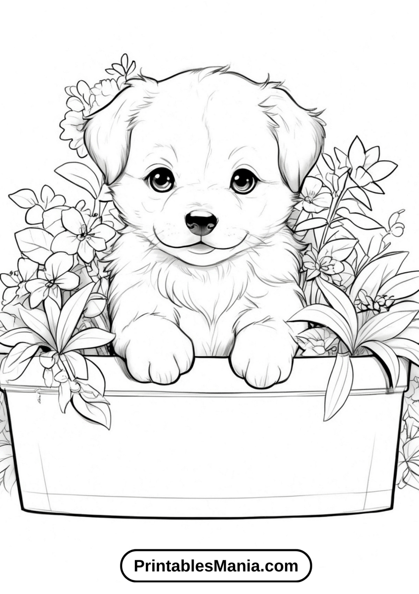Puppy Coloring Pages Printable PDF Printables Mania Puppy Coloring Pages Printable PDF Printables Mania