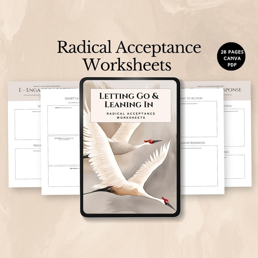 Radical Acceptance Worksheet DBT Coping Skills Emotional Regulation 