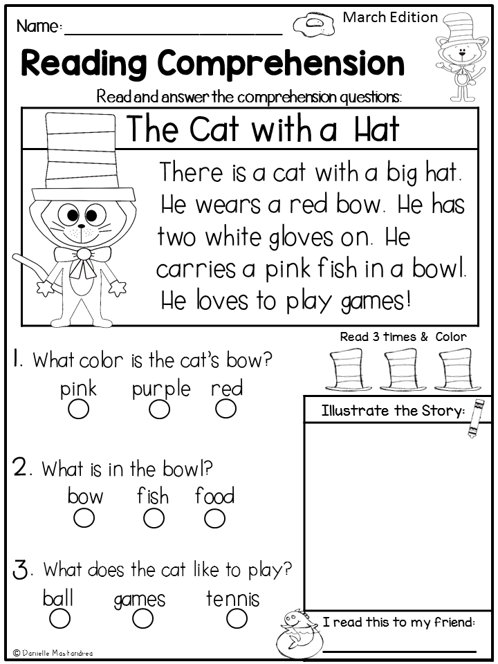 Reading Comprehension Worksheets For First Graders Free Printable