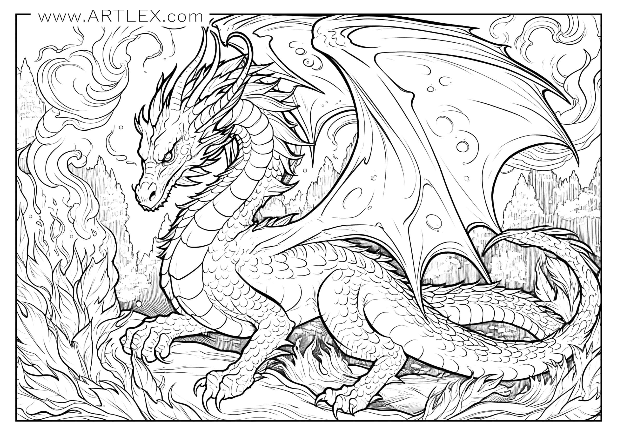Realistic Dragon Coloring Pages Realistic Dragon Coloring Page 