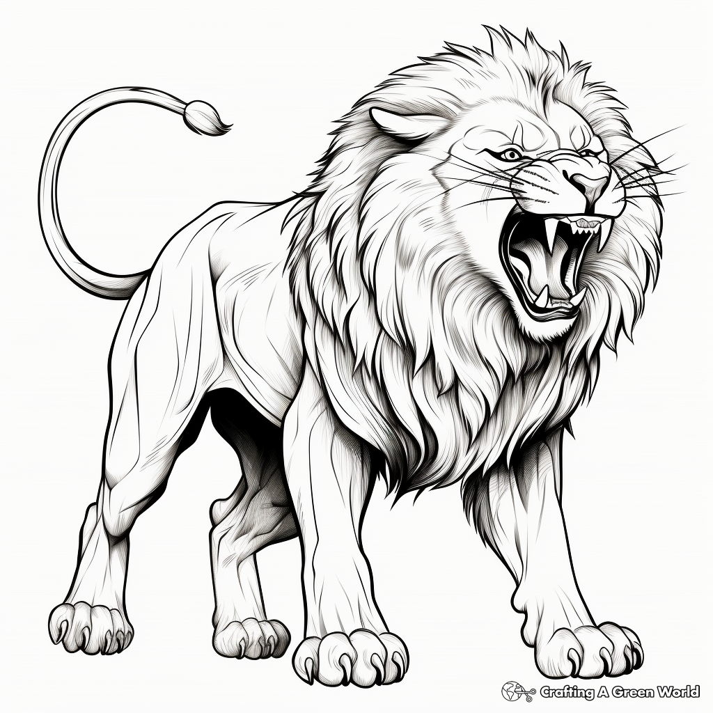 Realistic Lion Coloring Pages Free Printable 