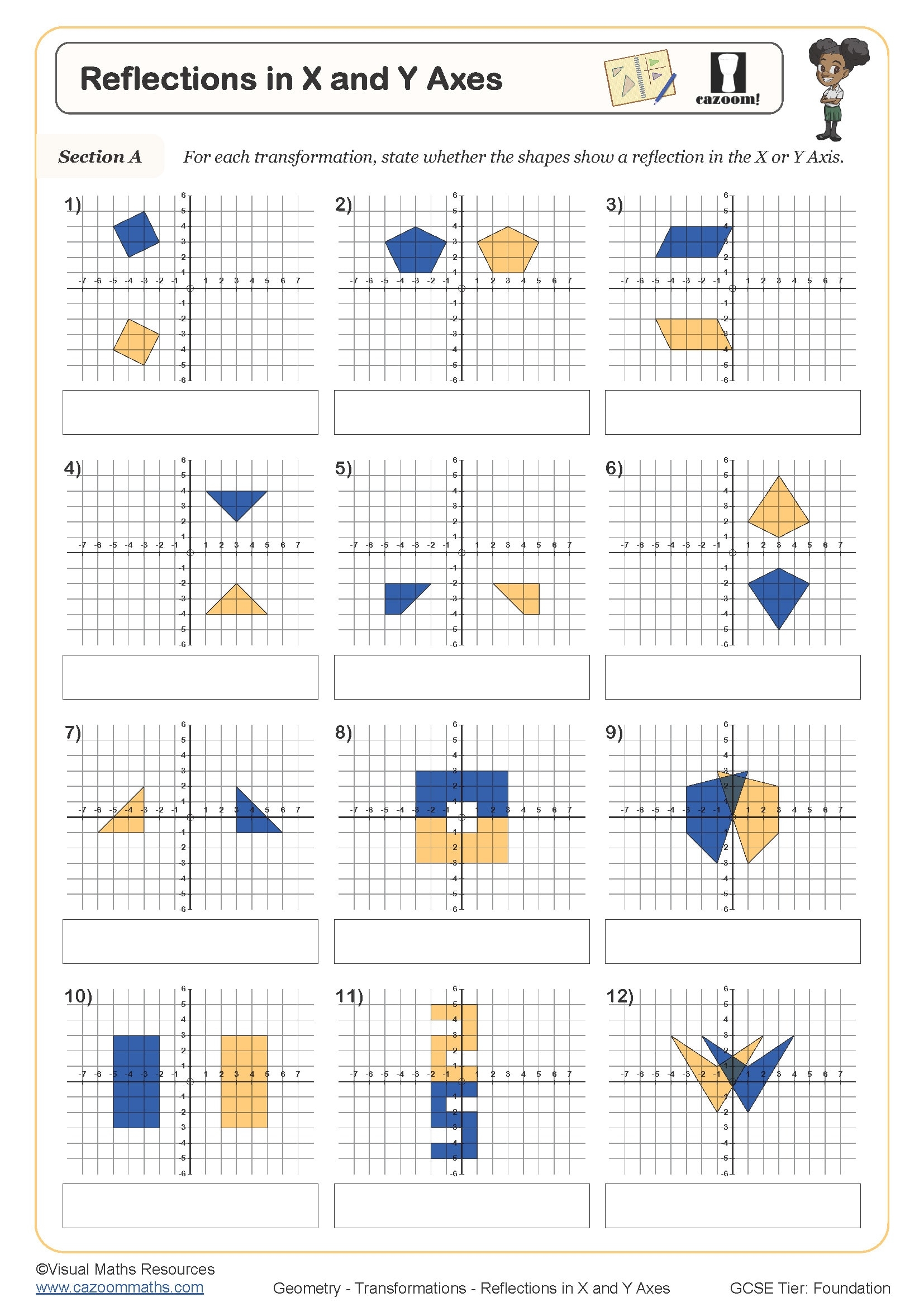 Reflection Worksheet Math Reflection Worksheet Math