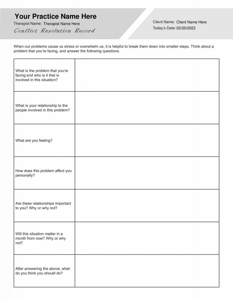 Resolving Conflict Activity Empathy Resources Worksheets Library