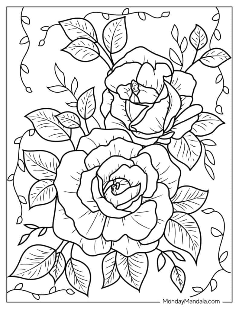 Rose Printable Coloring Pages 2025 Rose Printable Coloring Pages 2025