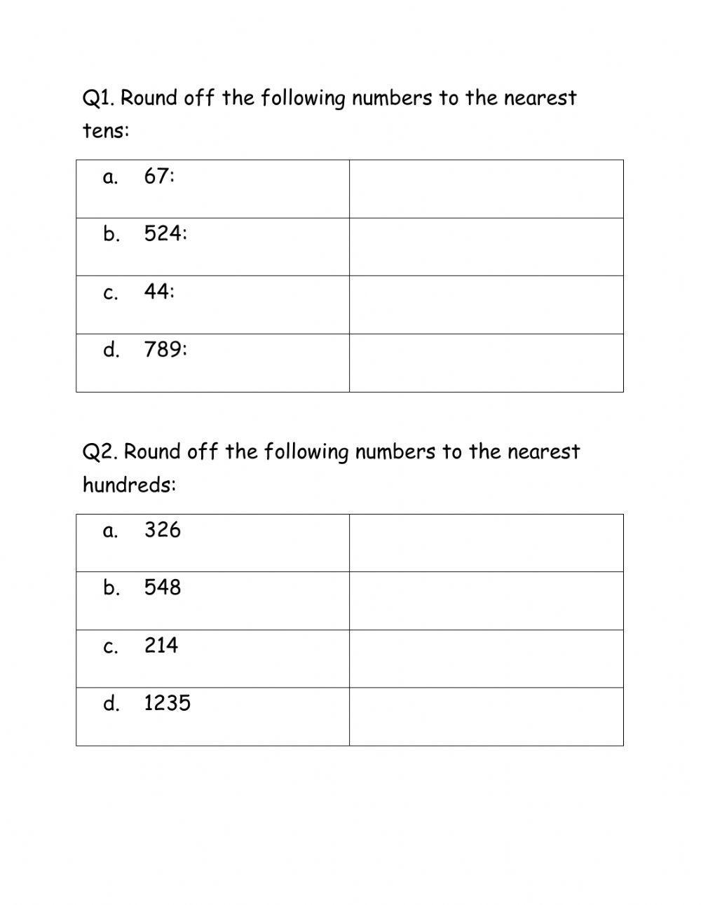 rounding to the nearest ten worksheet rounding to the nearest ten worksheet