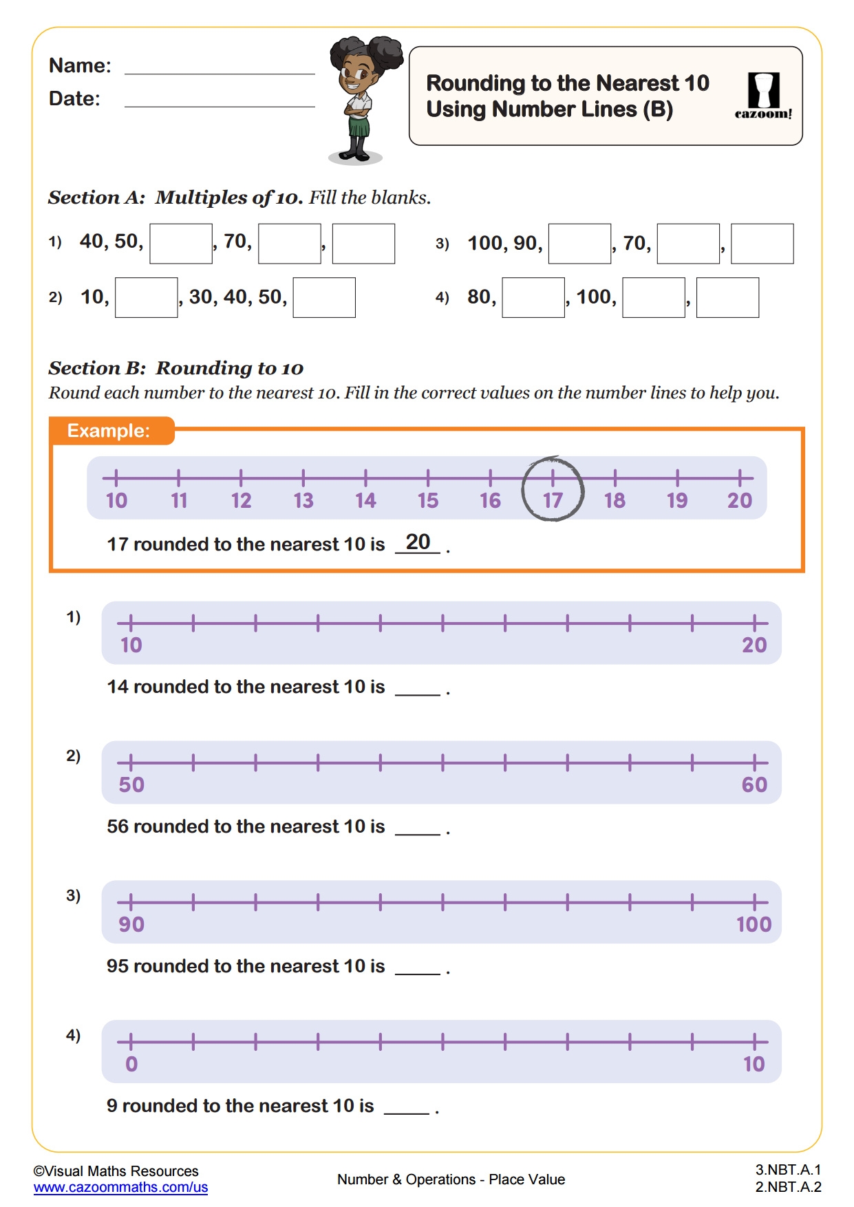 Rounding Numbers To The Nearest 10 Using Number Lines B PDF Rounding Numbers To The Nearest 10 Using Number Lines B PDF