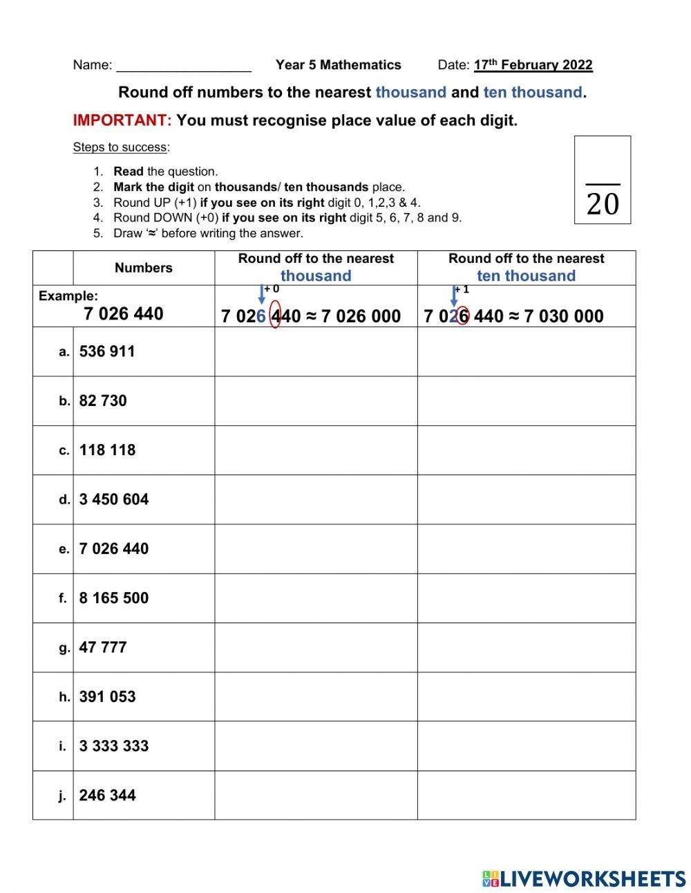 Rounding To The Nearest Hundred Thousand Worksheet Worksheets Library Rounding To The Nearest Hundred Thousand Worksheet Worksheets Library