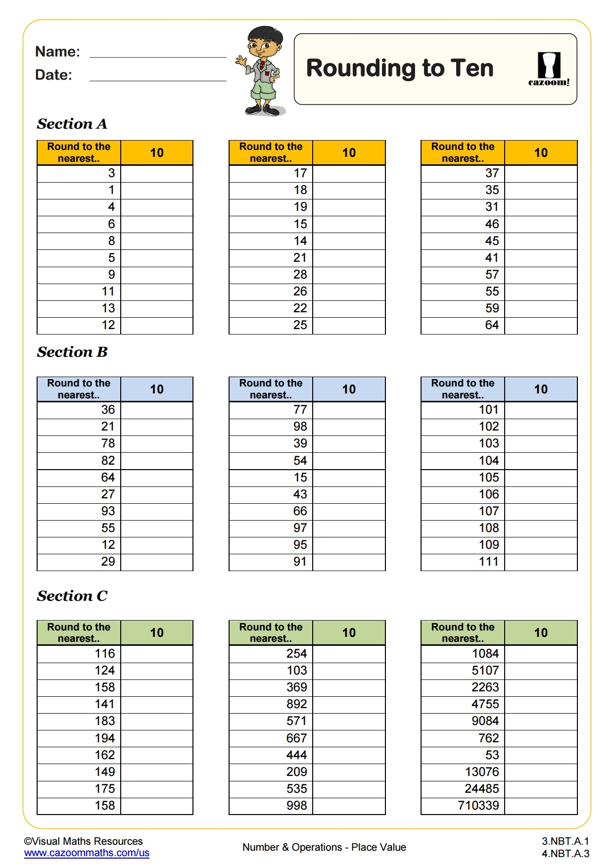 Rounding To The Nearest Ten PDF Printable Number And Operations Rounding To The Nearest Ten PDF Printable Number And Operations