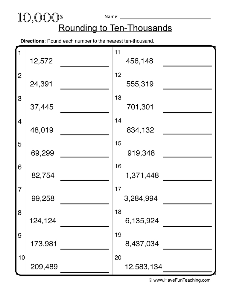 Rounding To The Nearest Ten Thousand Worksheet Free Worksheets Samples Rounding To The Nearest Ten Thousand Worksheet Free Worksheets Samples
