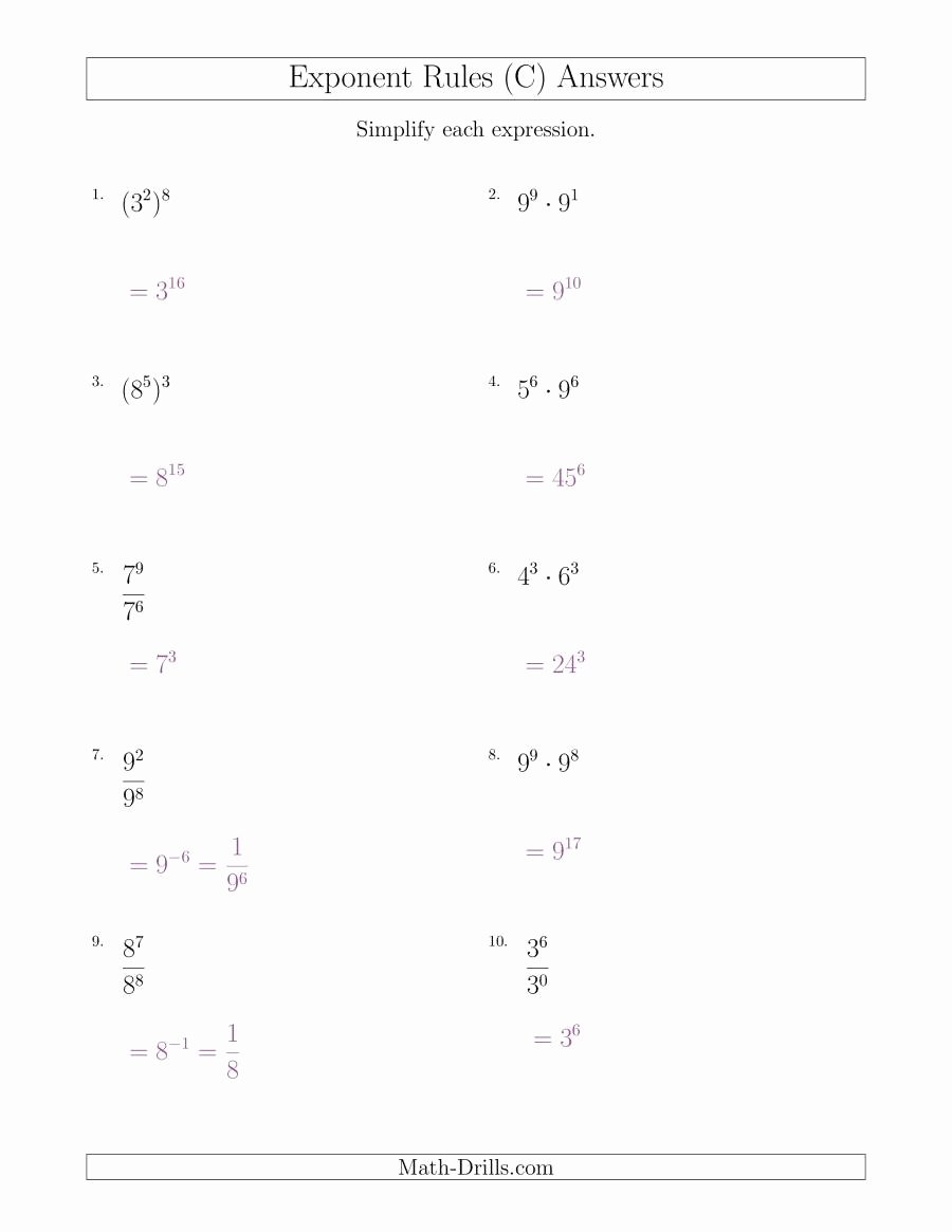 Rules Of Exponents Worksheet Pdf Beautiful Mixed Exponent Rules All 