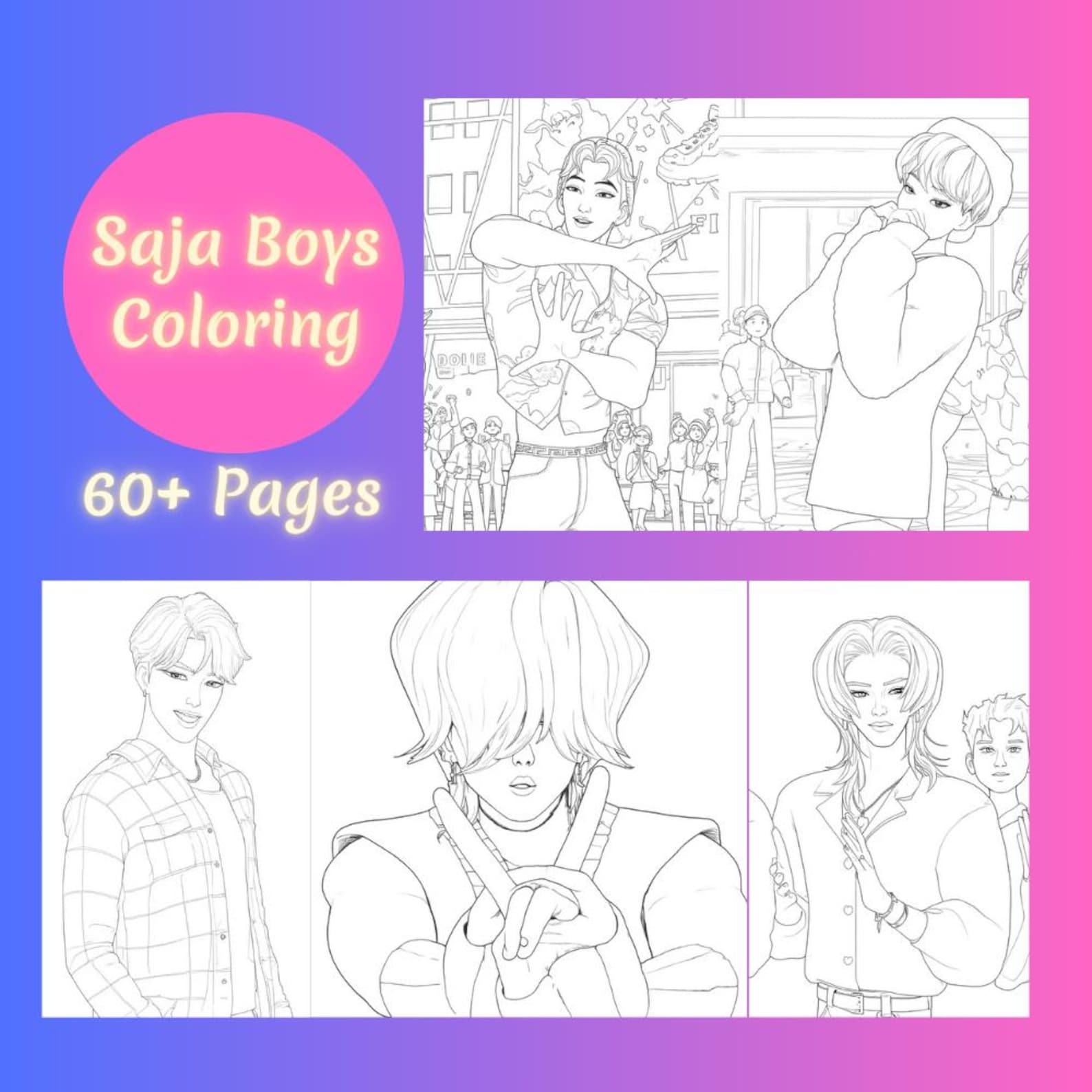 Saja Boys Coloring Pages Instant Download K pop Demon Hunters Printable Saja Boys Coloring Pages Instant Download K pop Demon Hunters Printable
