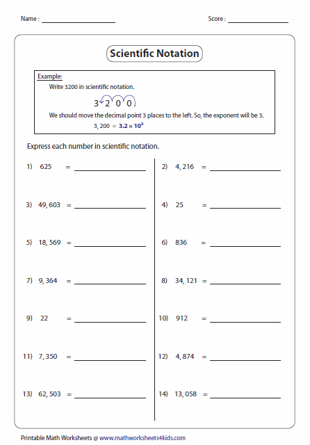 scientific notation worksheet scientific notation worksheet