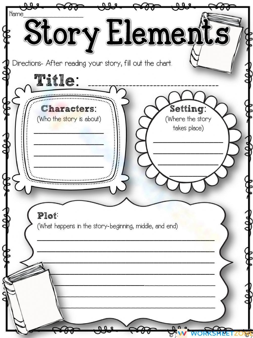 Scoop Story Elements Worksheet Printable Preschool Coloring 