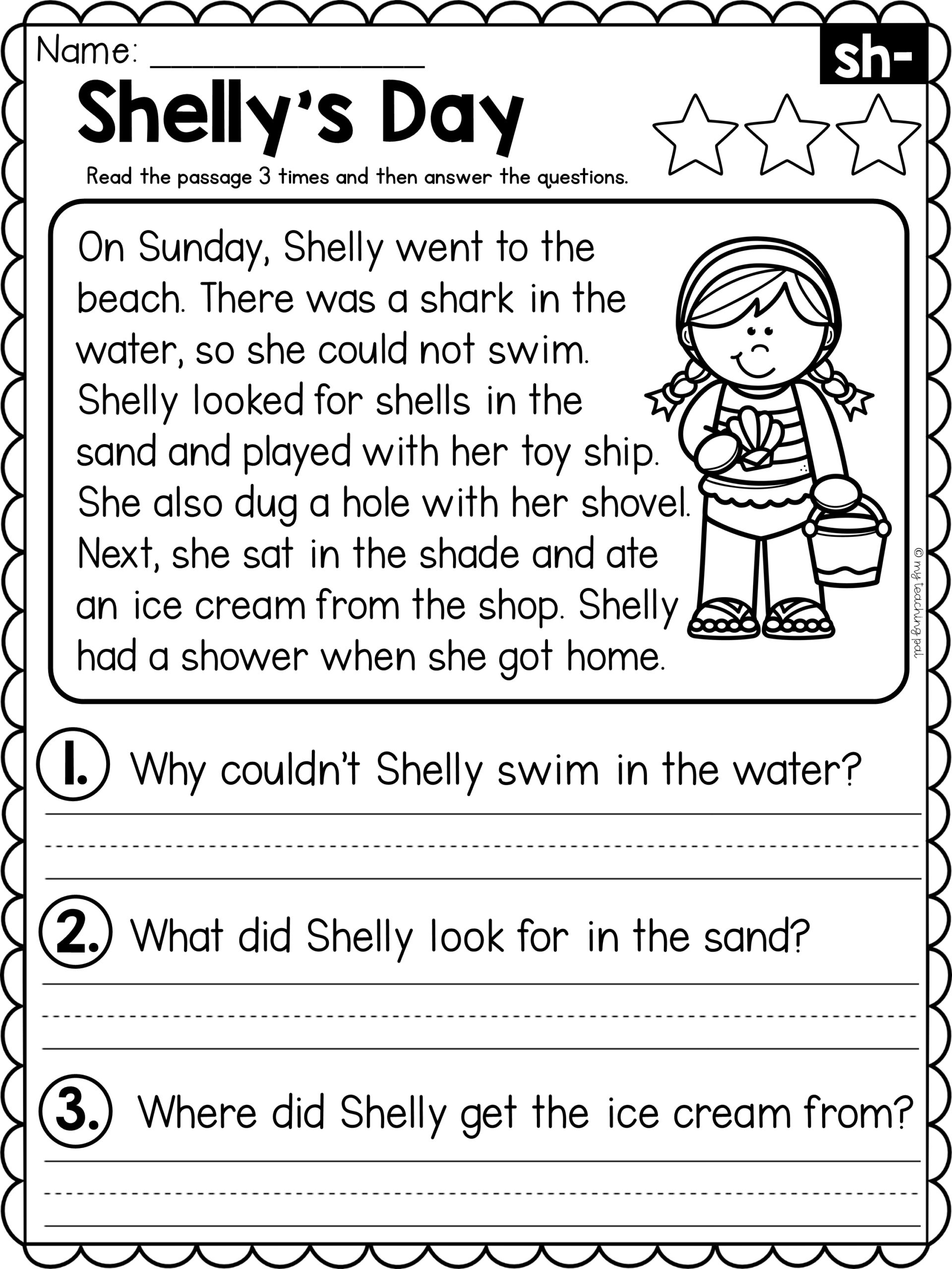 Second Grade Reading Comprehension Jenny Printable Second Grade Reading Comprehension Jenny Printable