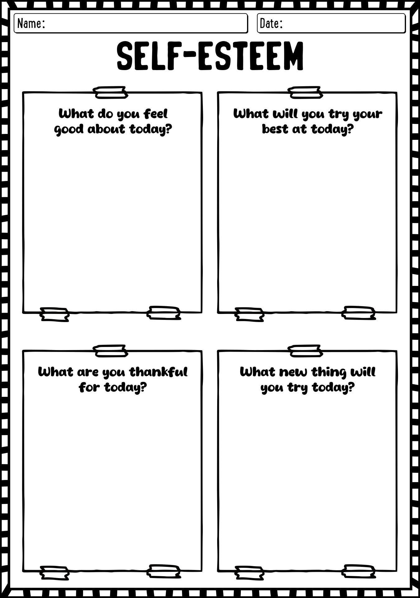 Self Esteem Worksheet Self Esteem Worksheet