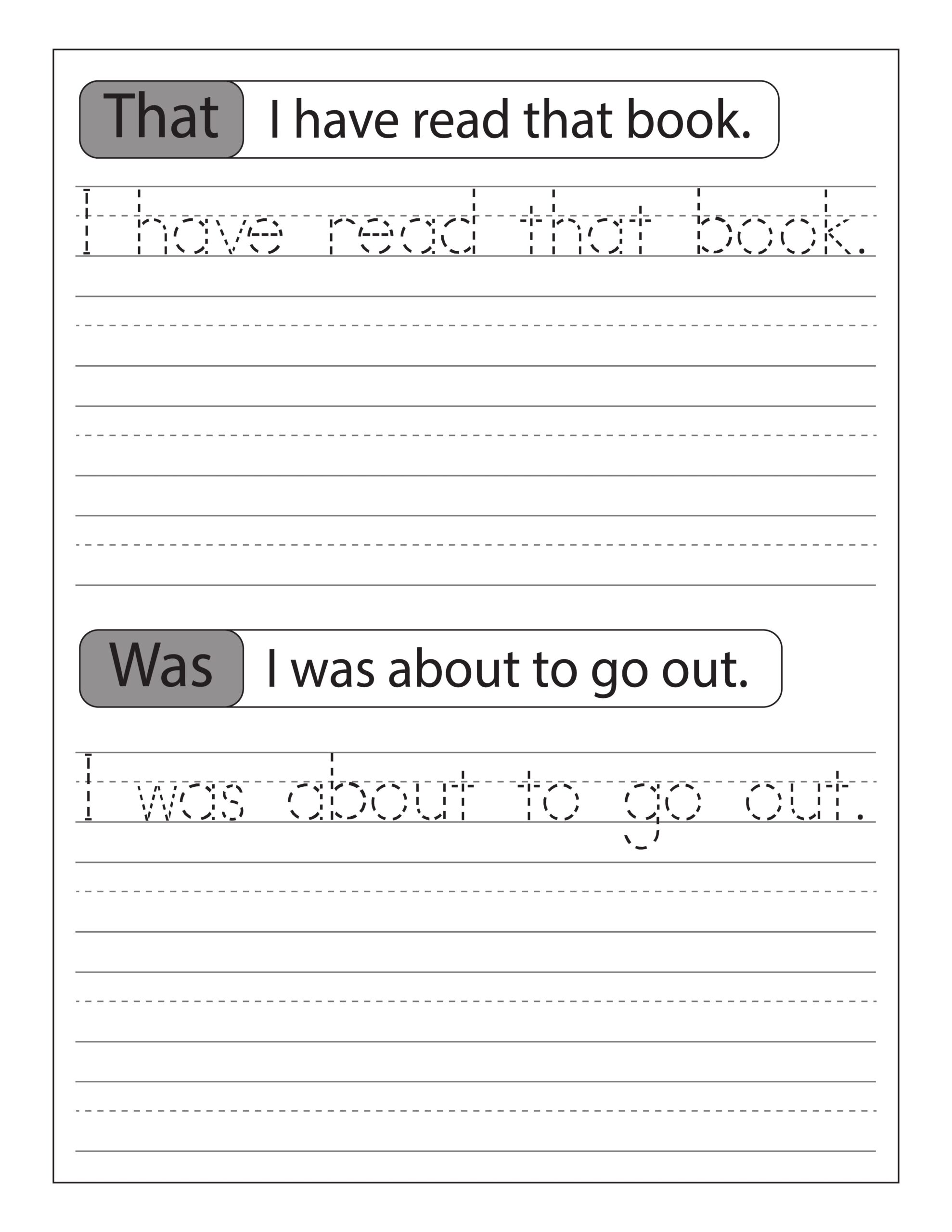 Sentence Tracing Worksheets