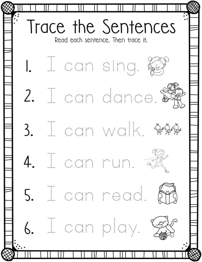 sentence tracing worksheets