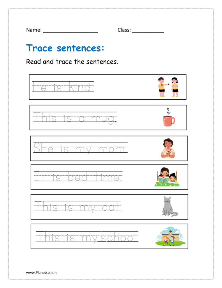 Sentence Tracing Worksheets