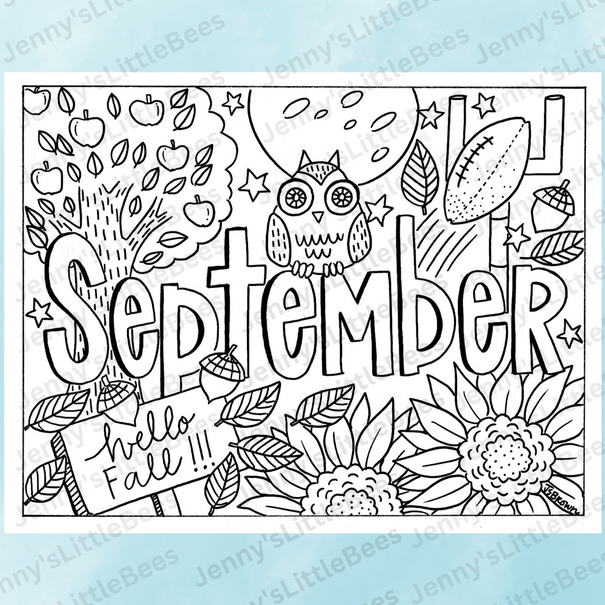 September Printable Coloring Pages 2025 