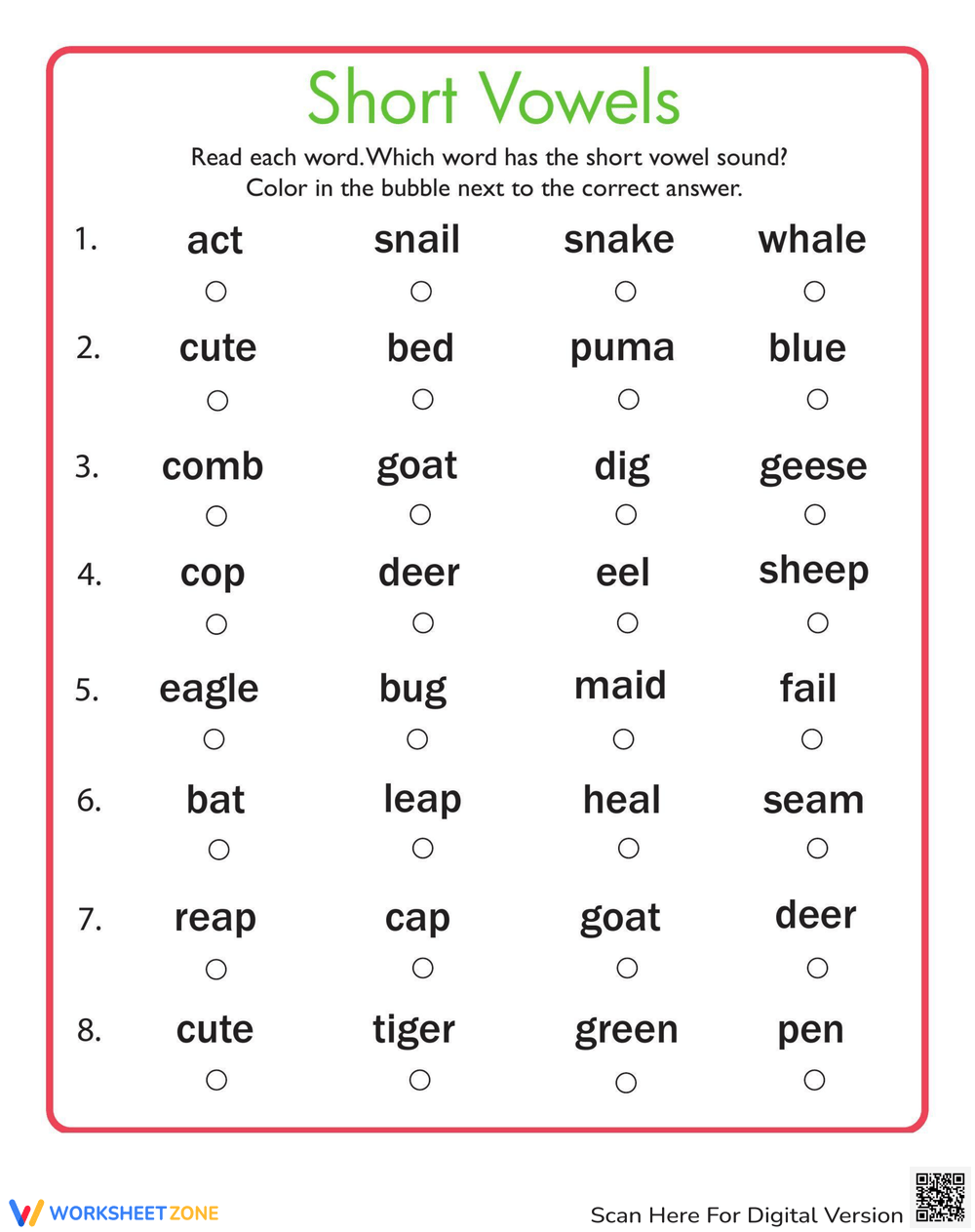 Short Vowels Quiz Worksheet Worksheets Library Short Vowels Quiz Worksheet Worksheets Library