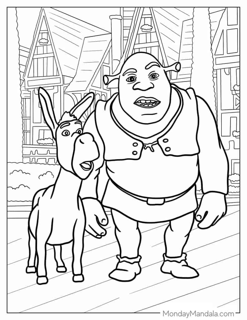 Shrek Characters Coloring Pages