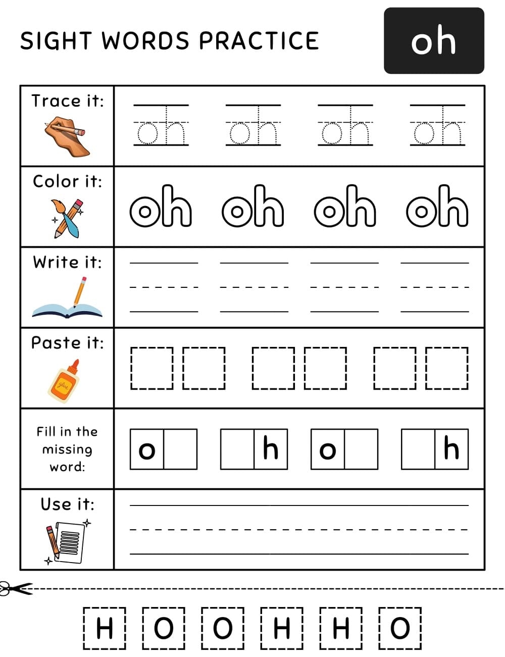 Sight Word Oh Worksheet Download Print Now Sight Word Oh Worksheet Download Print Now