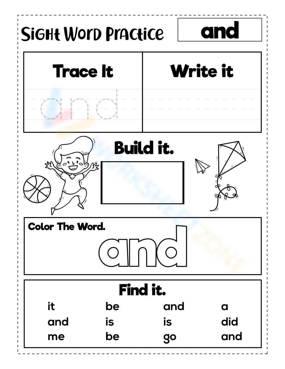Sight Word quot and quot Worksheet Sight Word quot and quot Worksheet