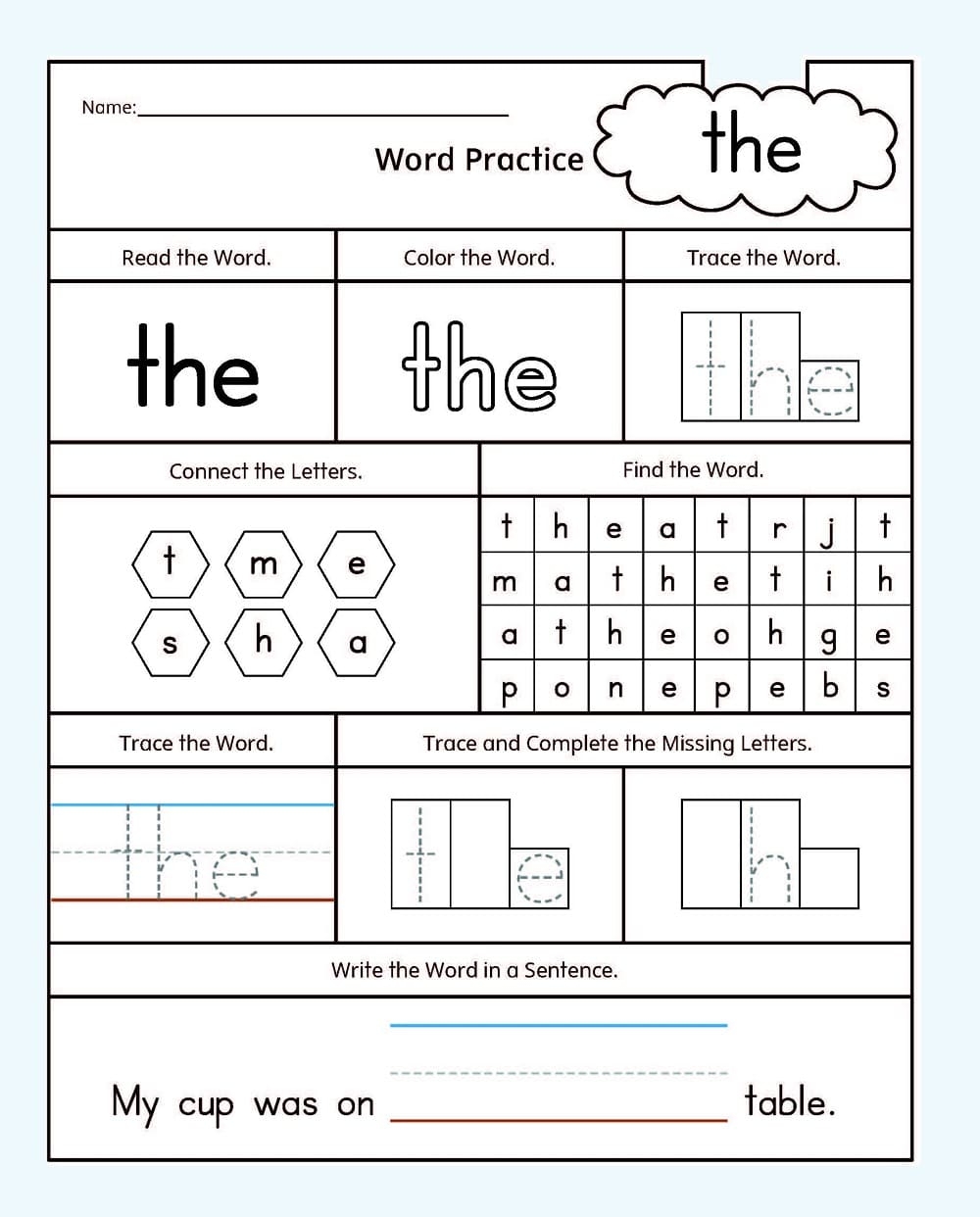 Sight Word The Worksheet Download Print Now Sight Word The Worksheet Download Print Now