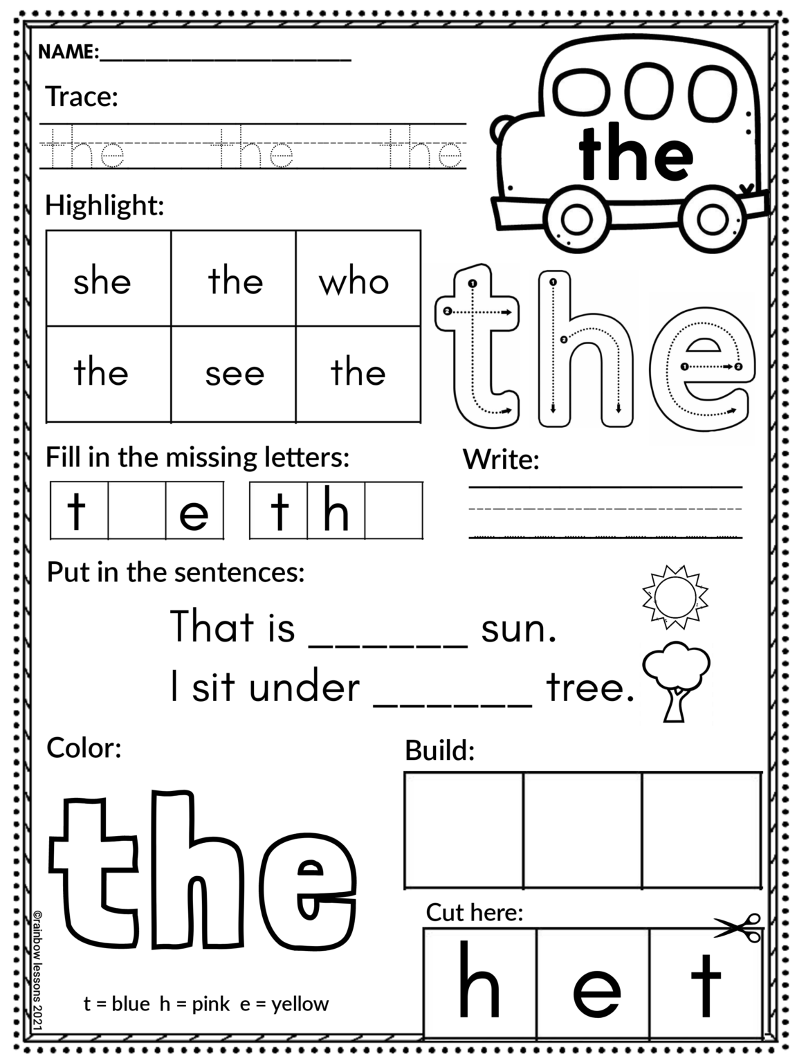 Sight Word Worksheet Free Printable