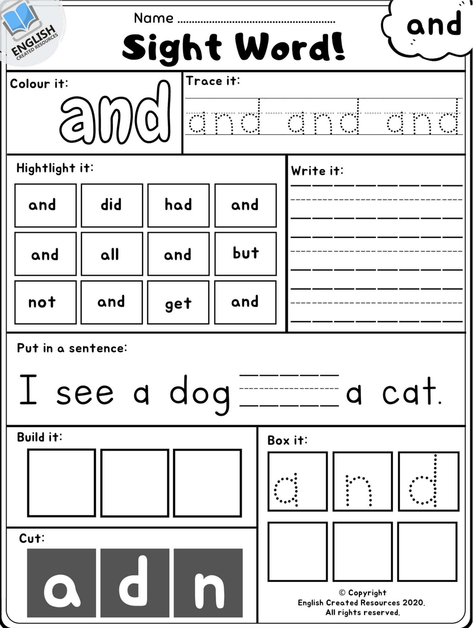sight word practice worksheets