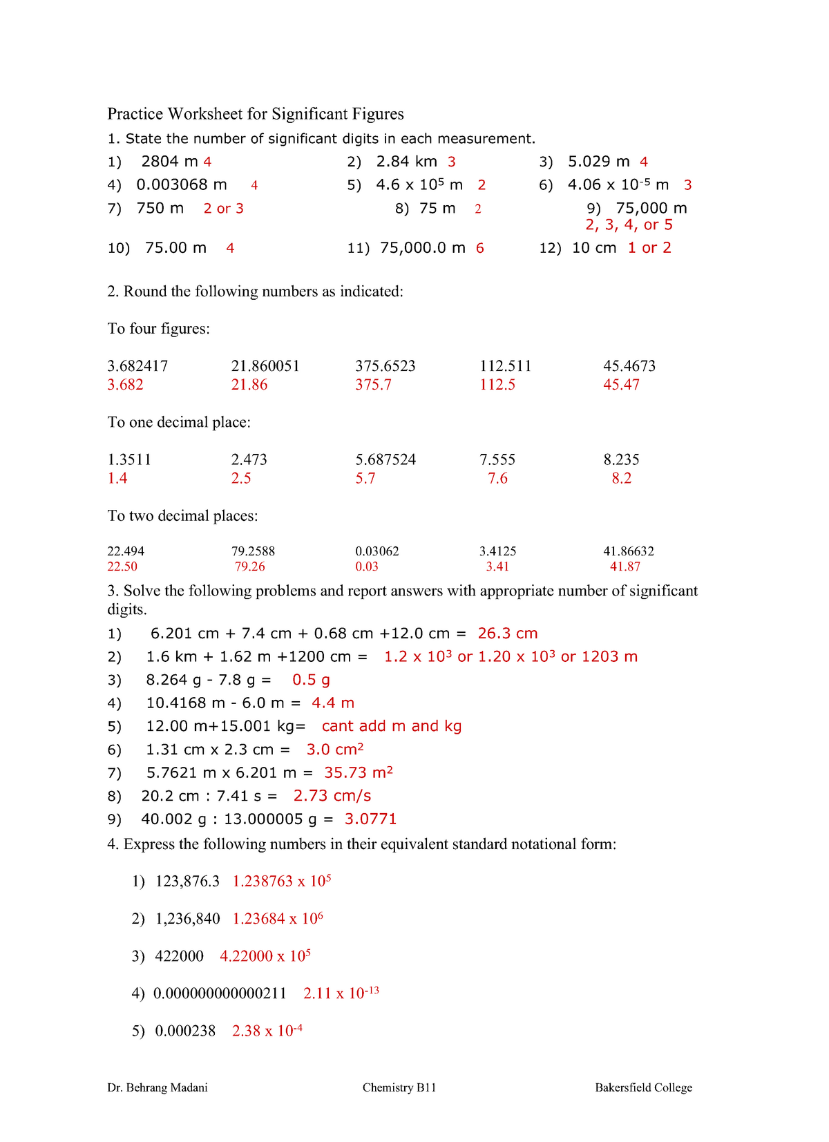 Significant Figures Multiplication And Division Worksheet Fill 