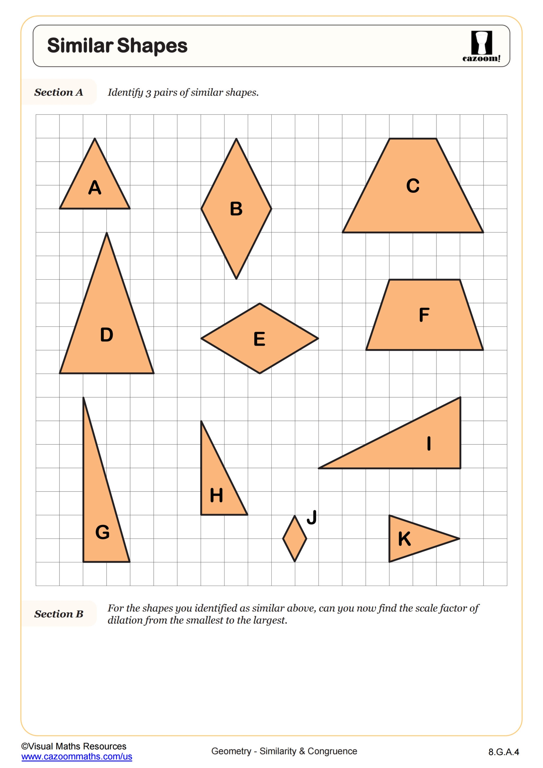 Similar Shapes Worksheet 8th Grade PDF Worksheets Worksheets Library