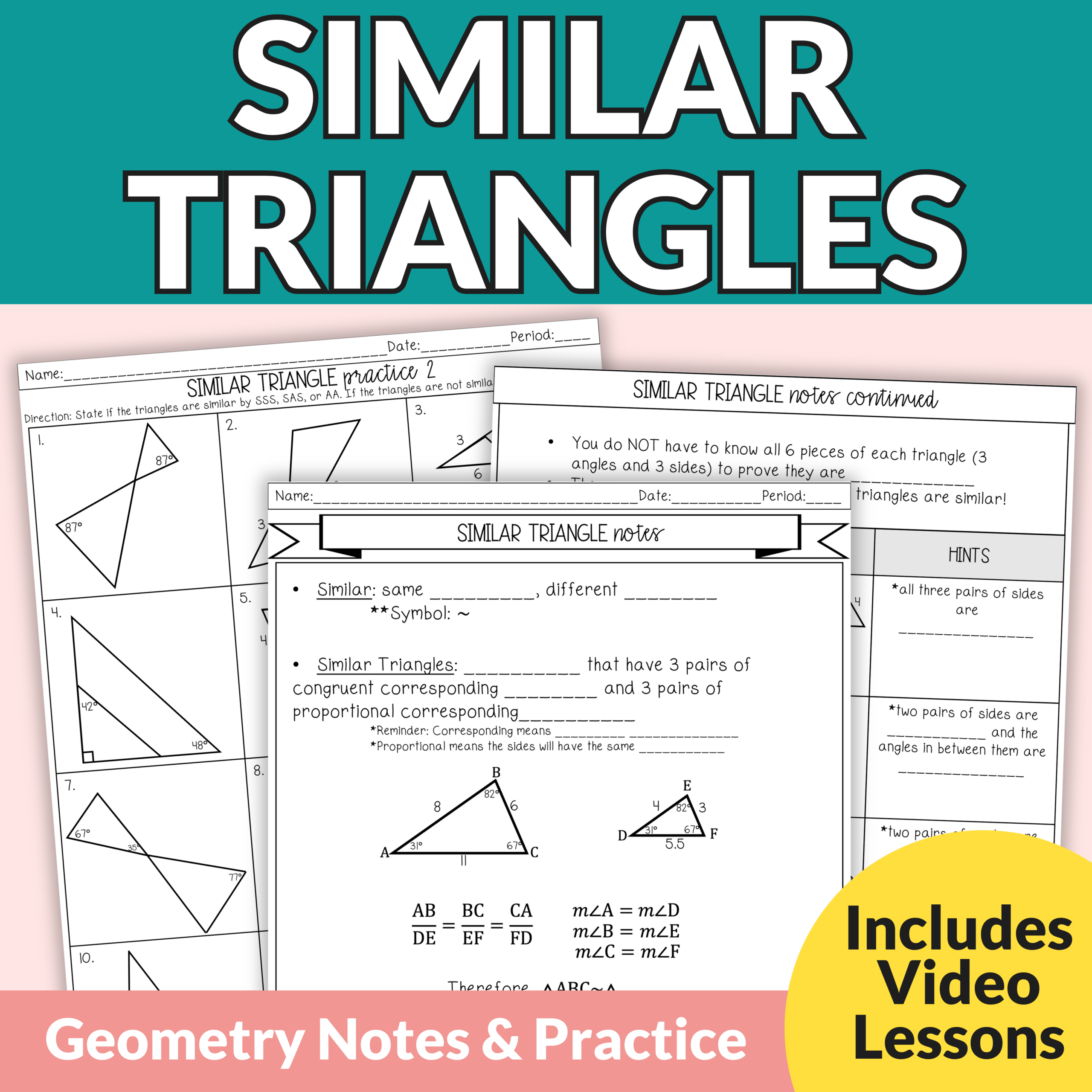 Similar Triangles Worksheet Similar Triangles Worksheet