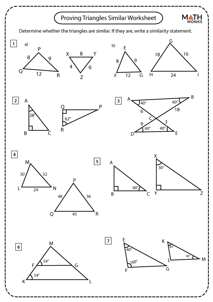 Similar Triangles Worksheets Math Monks Similar Triangles Worksheets Math Monks